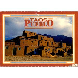 Taos Pueblo New Mexico Postcard with Chinese Stamp Sent from Beijing China